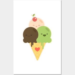 Kawaii Cone Icecream Posters and Art